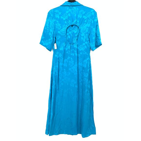 Art Dealer Cutout Floral-Jacquard Midi Dress Womens Size M Turquoise Blue NEW - Picture 2 of 8